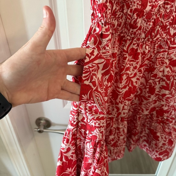 New Anthropology The Somerset Mini Dress Size XSP Color Red Pink - Picture 5 of 7